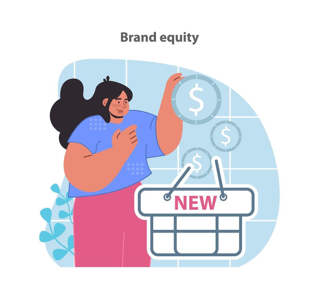 Brand equity concept. Illustrating financial value and new opportunities in brand investment. vector