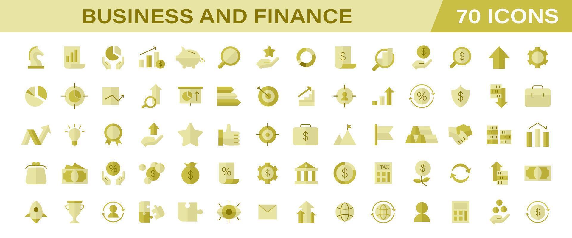 Business and finance color icons set. Corporate growth, market investment strategy. vector