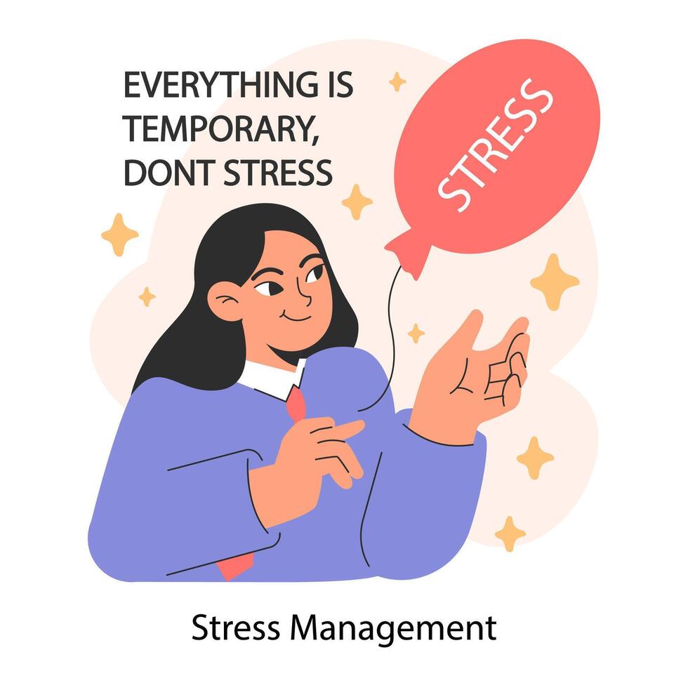 Professional burnout. Young employee with stress management skill. vector