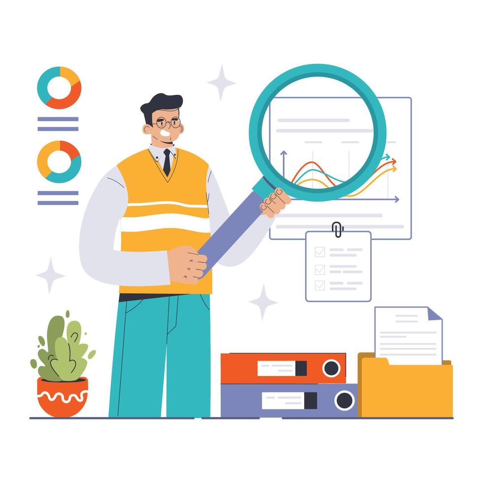 Auditor concept. Flat vector illustration