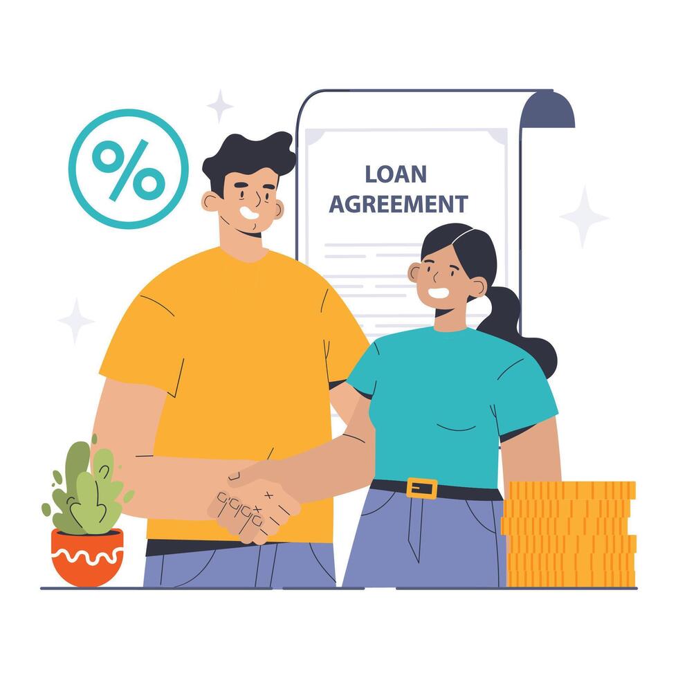 Loan Agreement concept. Flat vector illustration