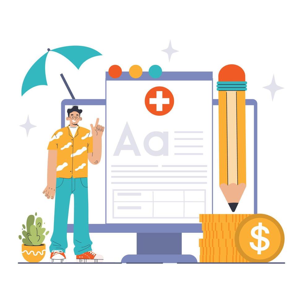 Insurance claim process concept. Flat vector illustration