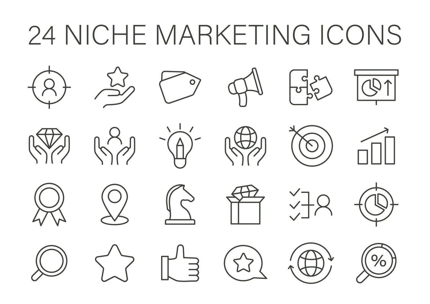 Niche Marketing set. Tailored strategy symbols for targeted audience engagement. vector