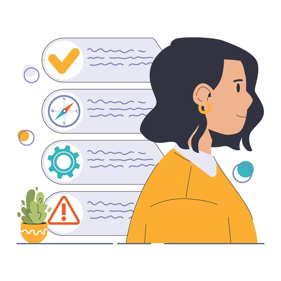 Decision-making. Strategic thinking, brainstorming and solution research vector