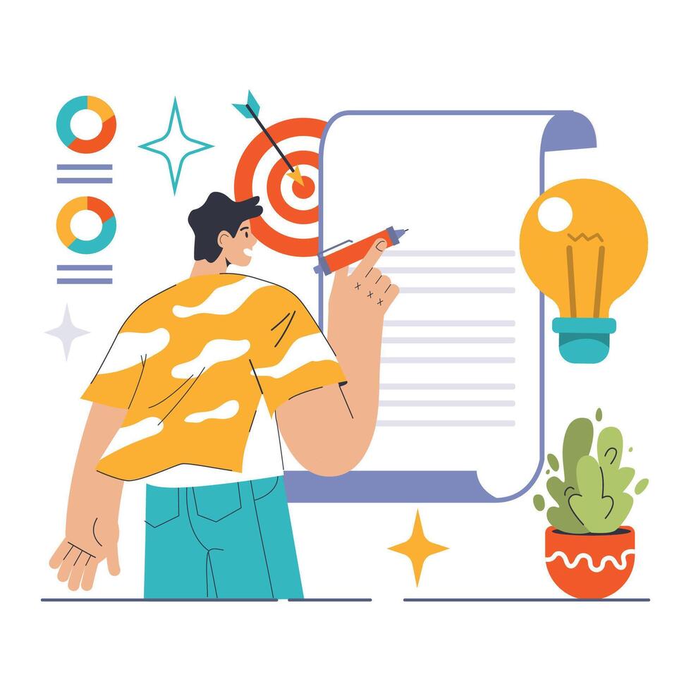 Project Planning concept. Flat vector illustration