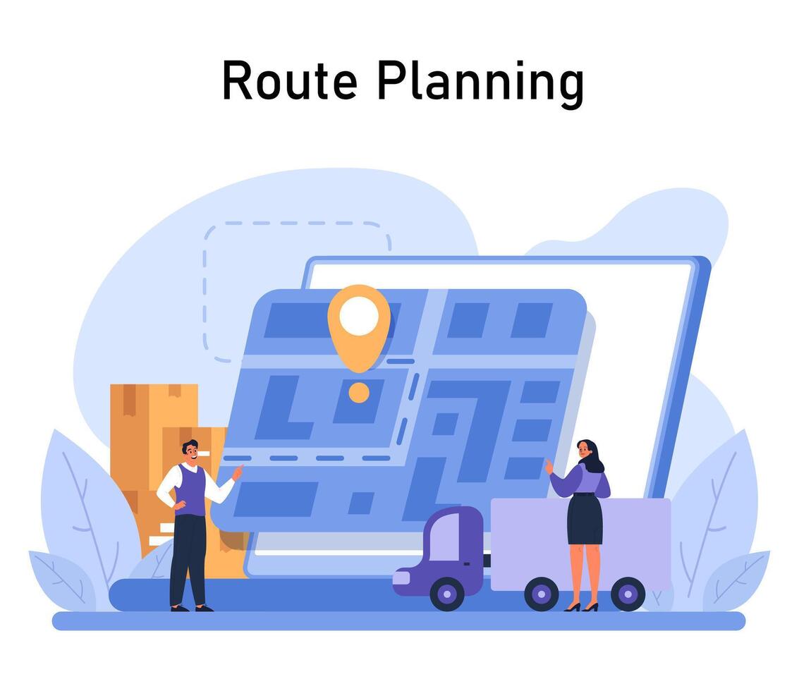 Route Planning concept. Flat vector illustration