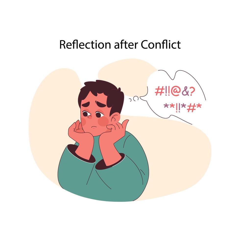 Reflection after Conflict concept. Flat vector illustration