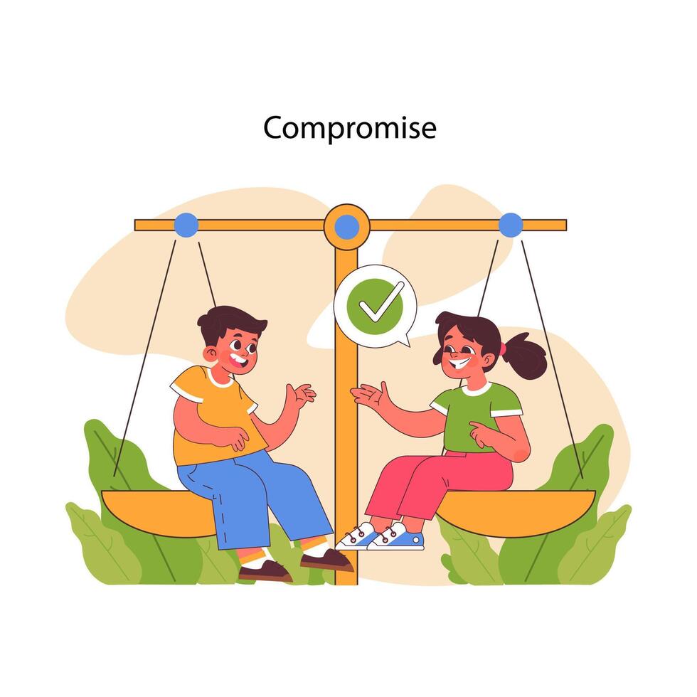 Compromise concept. Flat vector illustration