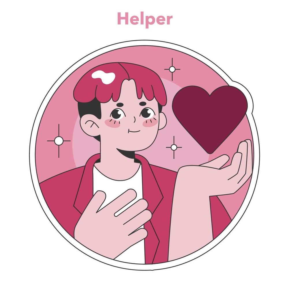 Enneagram Helper type portrayal. Flat vector illustration