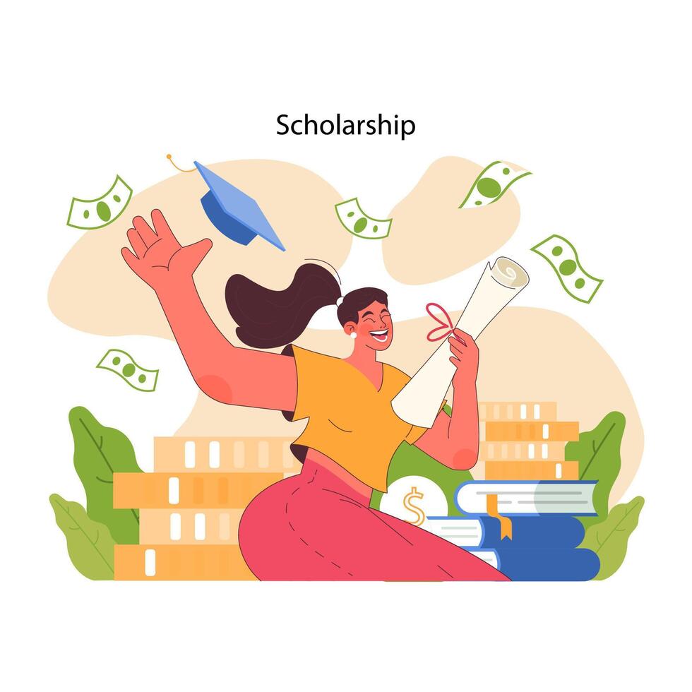 Scholarship concept. Flat vector illustration