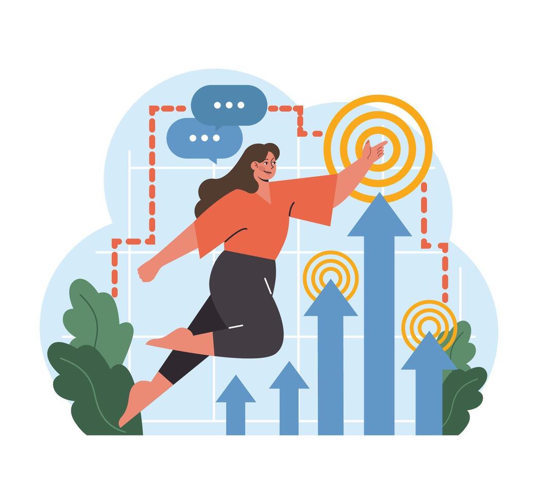 Elevated aspirations concept. Flat vector illustration.