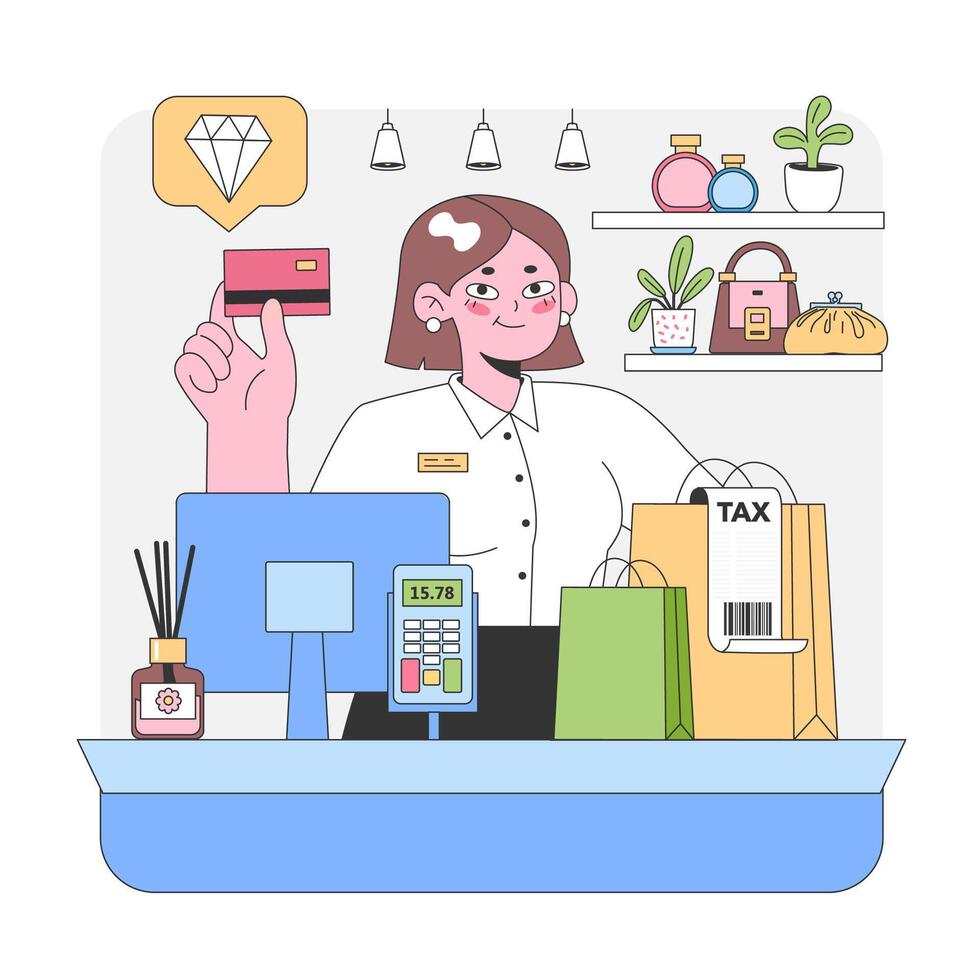 Retail Checkout Experience. Flat vector illustration
