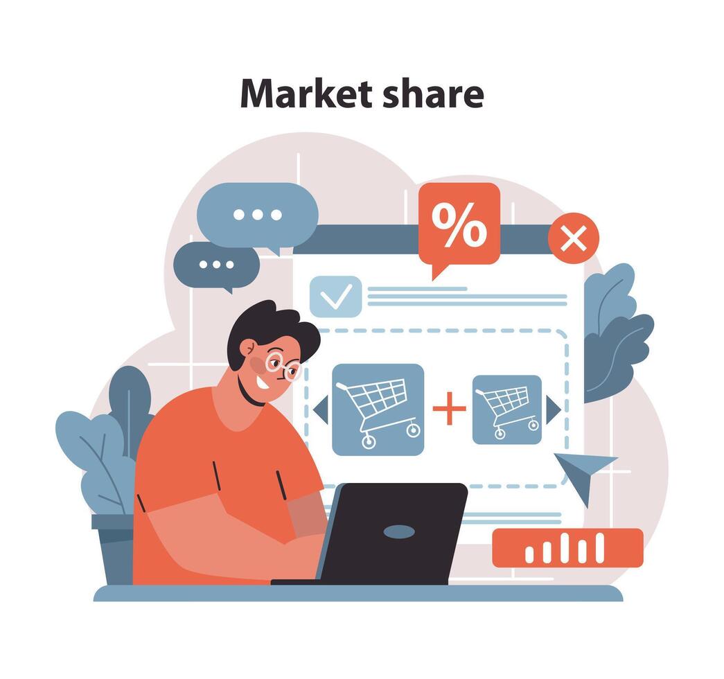Market penetration concept. Flat vector illustration.