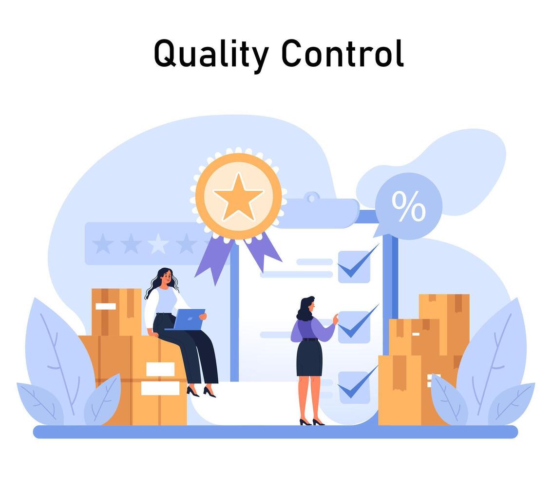 Quality Control concept. Flat vector illustration