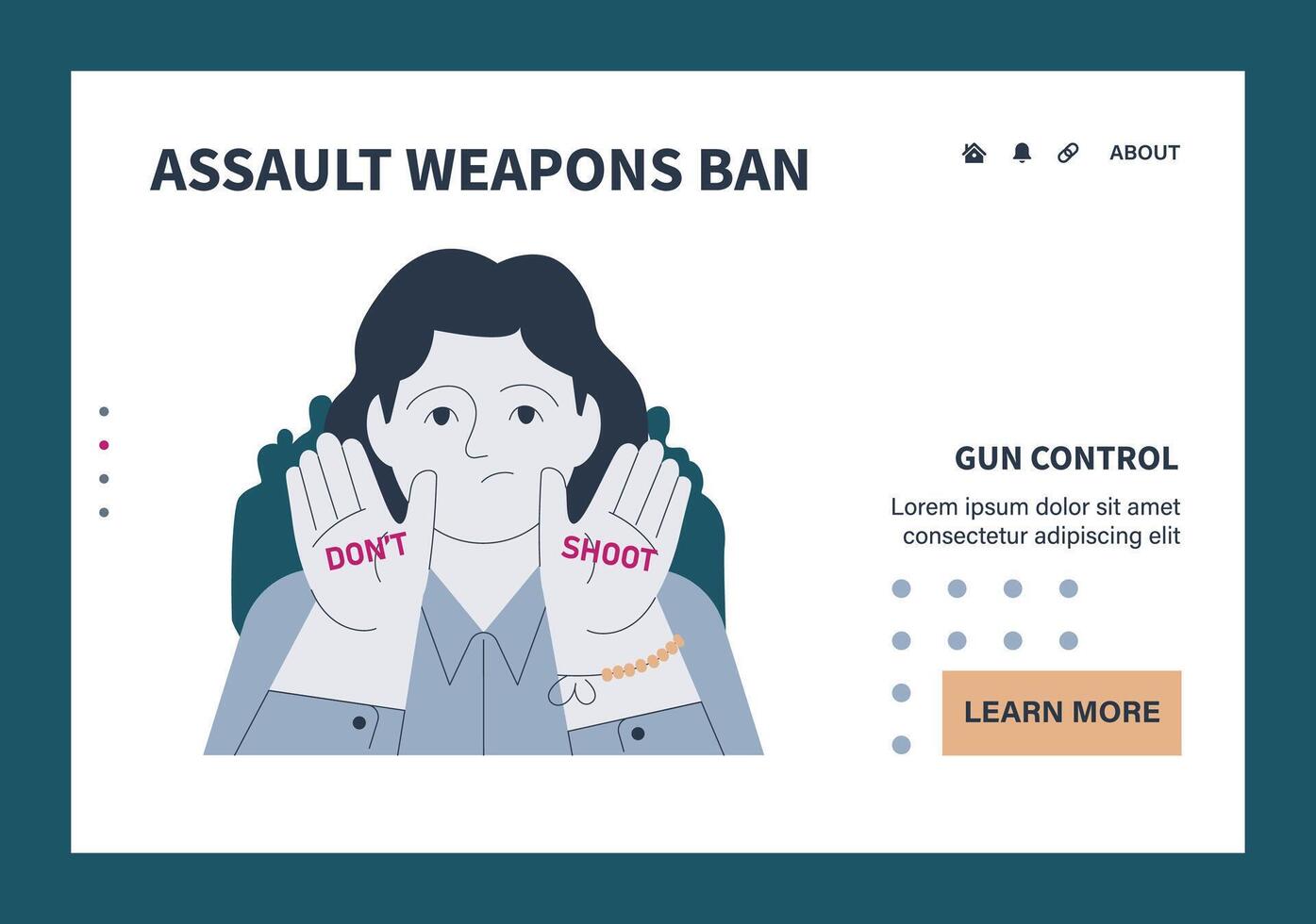 Gun control web or landing set. Second amendment ban. Weapon regulations vector