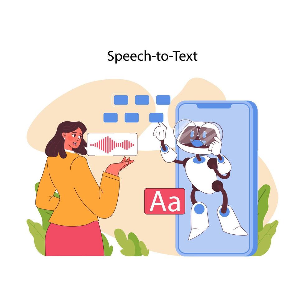 Speech to text concept. Flat vector illustration