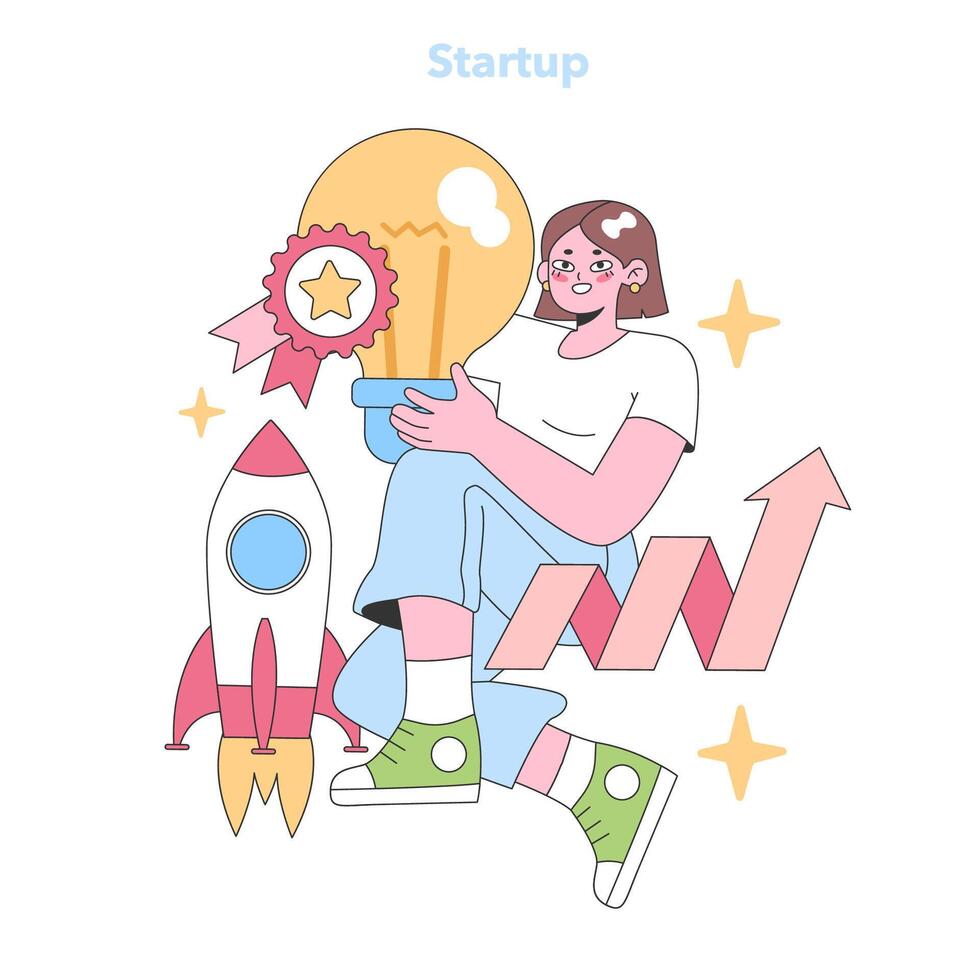 Confident entrepreneur Flat vector illustration.
