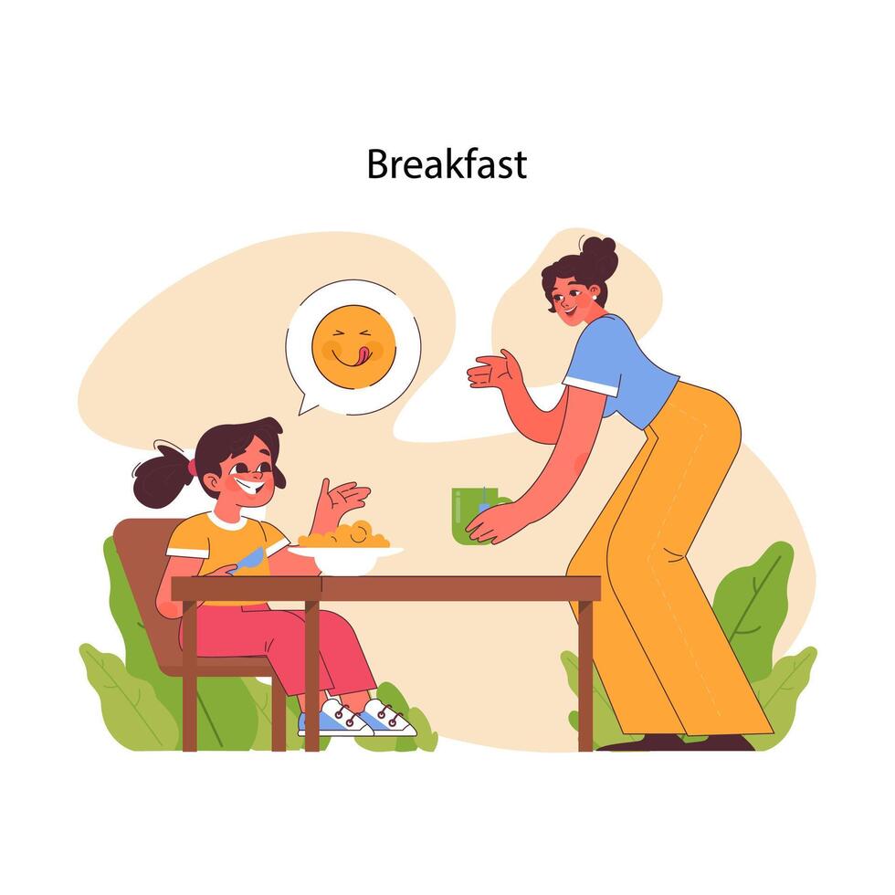 Breakfast concept. Flat vector illustration