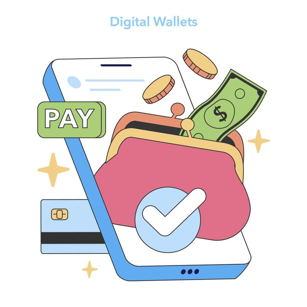Digital Wallet concept. Flat vector illustration.