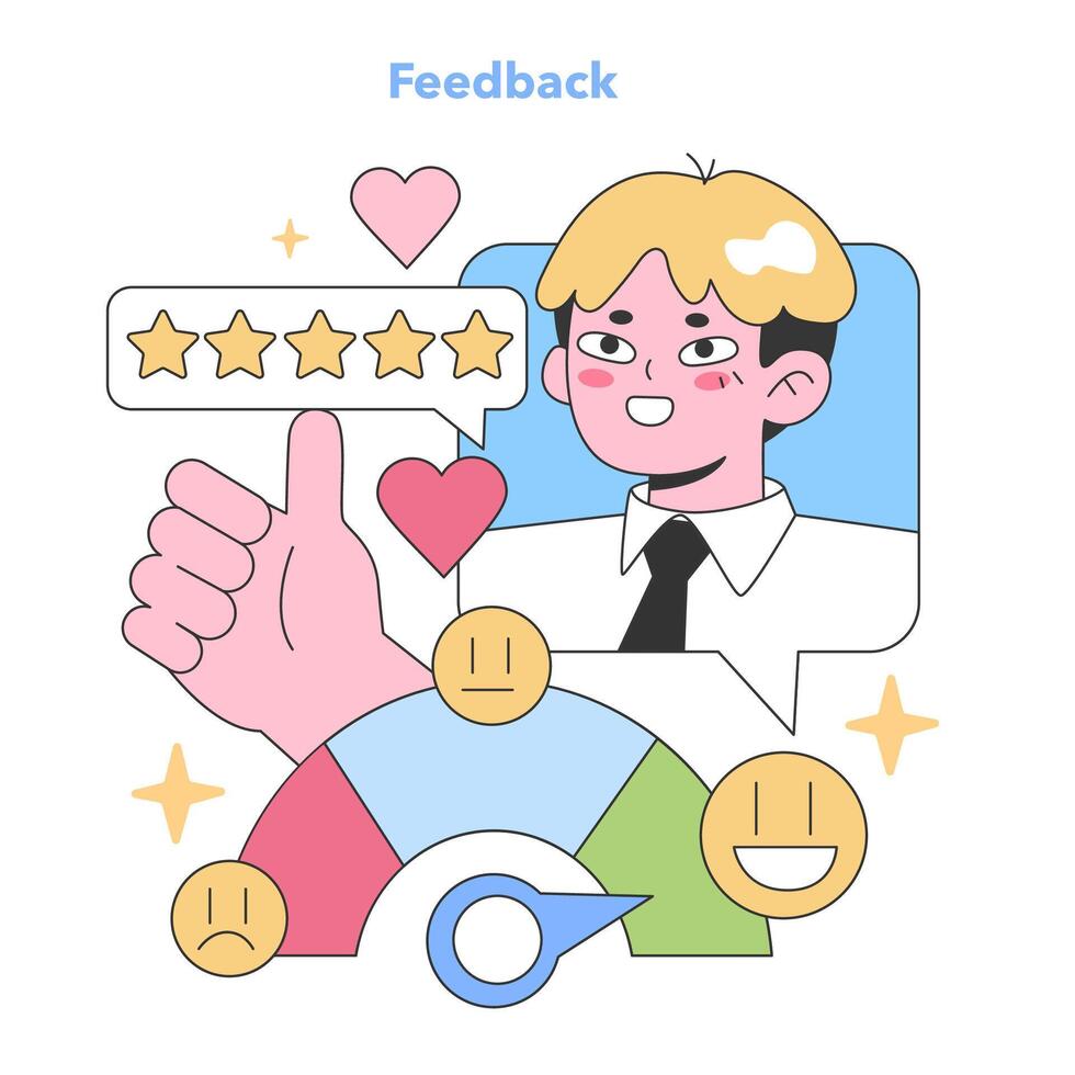 Client Satisfaction . Animated character giving top rating, thumbs vector
