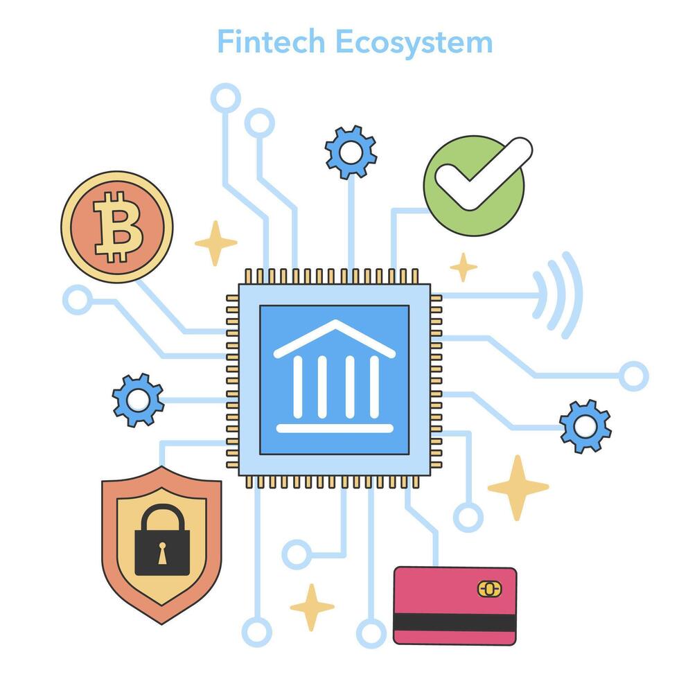 Fintech Ecosystem concept. Flat vector illustration.