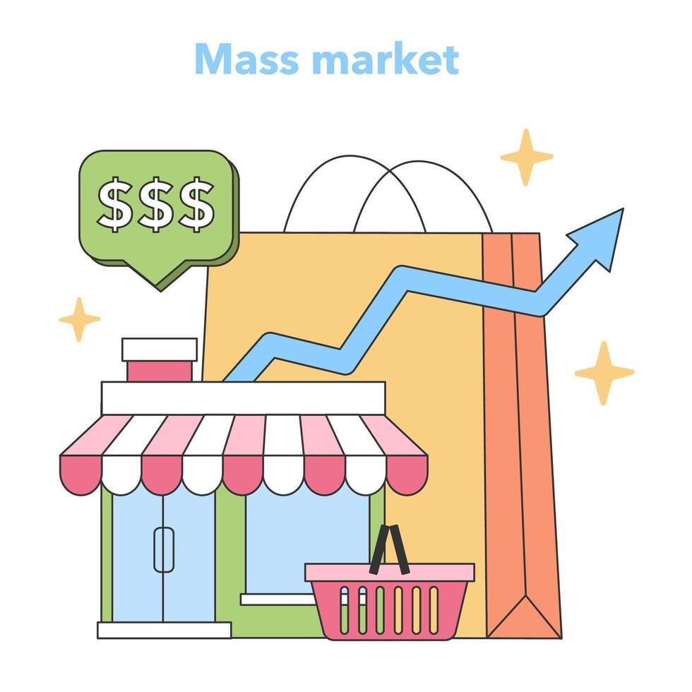Mass market concept. . Flat vector illustration