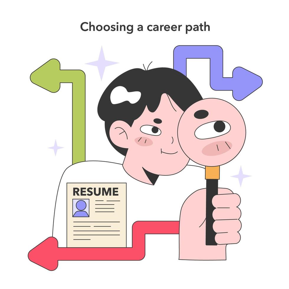 Man choosing career path. New opportunities, life changing decision. vector