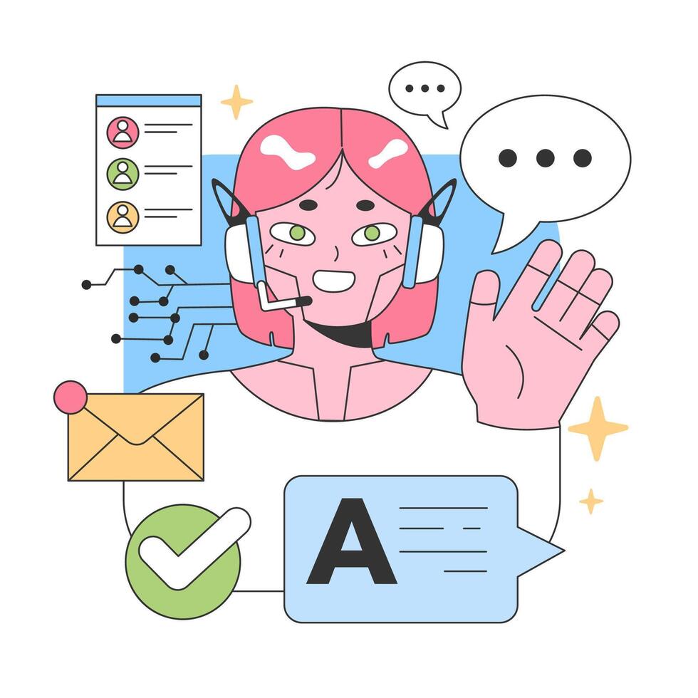 Virtual Assistant dynamics. Flat vector illustration