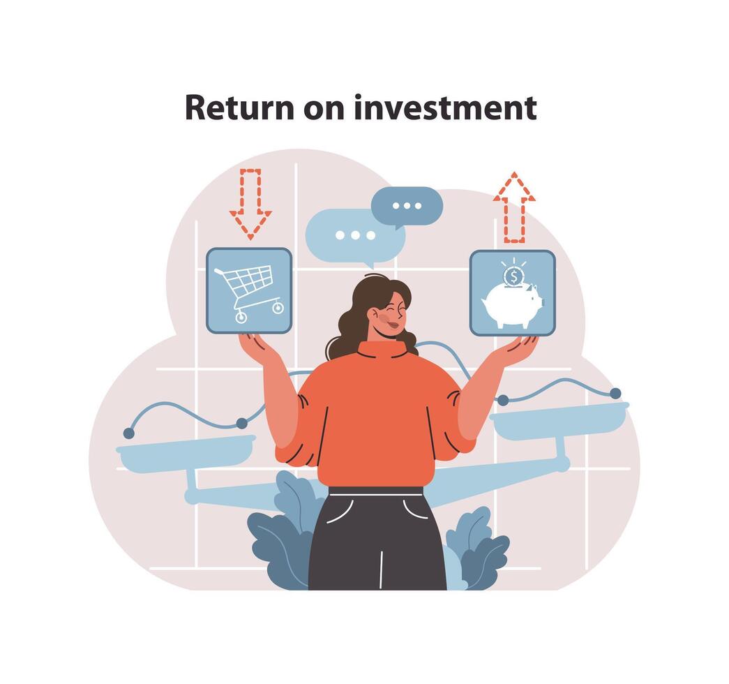 Return on investment concept. Flat vector illustration
