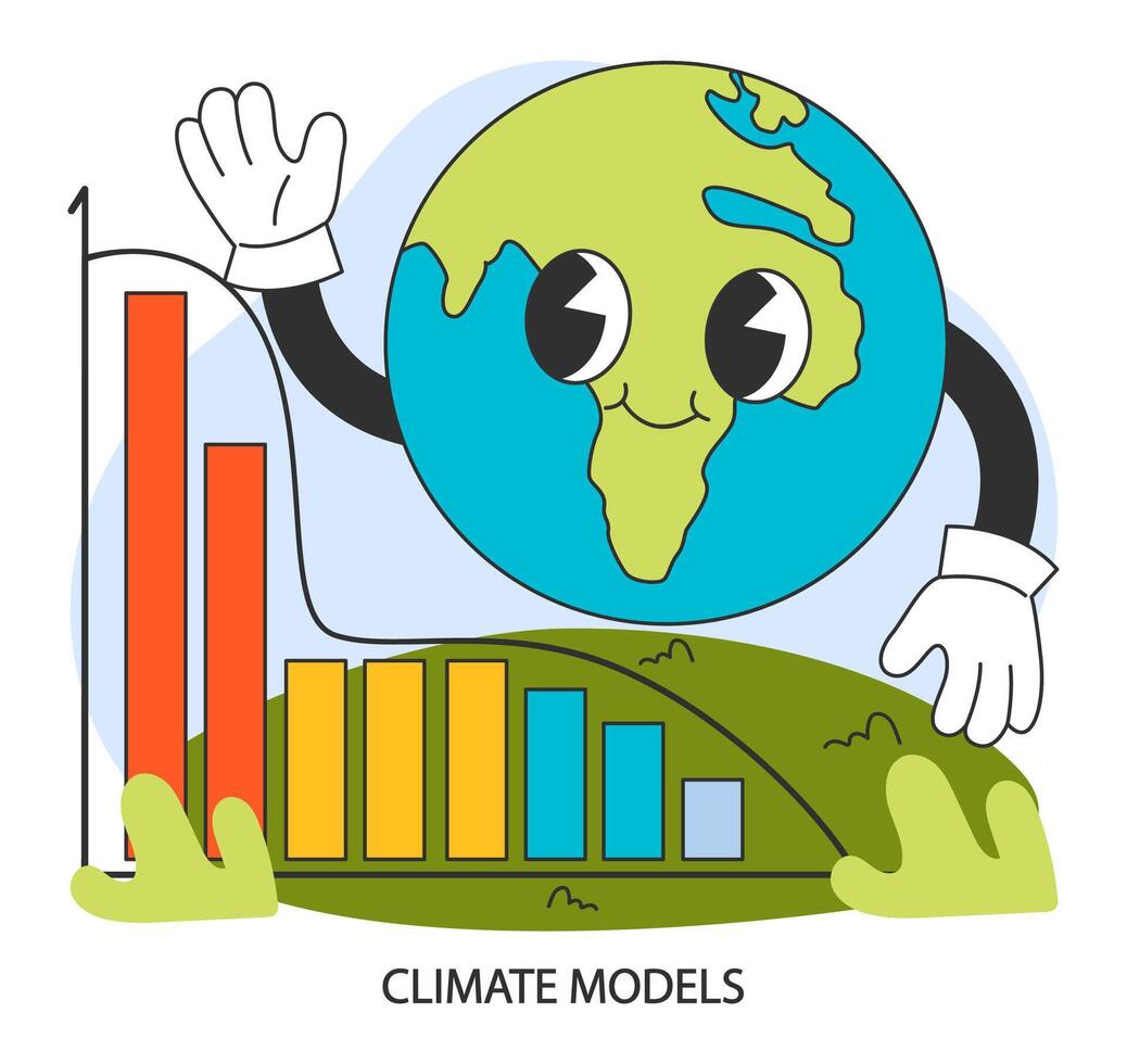 Climate models. Global warming solutions. Weather patterns research vector