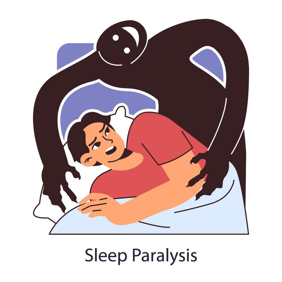 dormir parálisis. dormir o mental salud trastorno causando de la noche terror vector