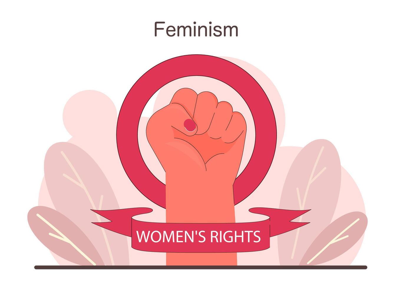 A raised fist enclosed in a circle, symbolizing women's empowerment vector