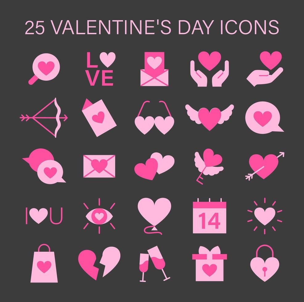 Valentine's Day icon set capturing essence of love with hearts vector