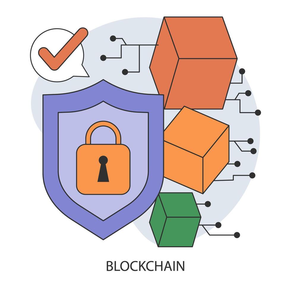 Blockchain. Cryptocurrency mining, financial transactions, user identification vector