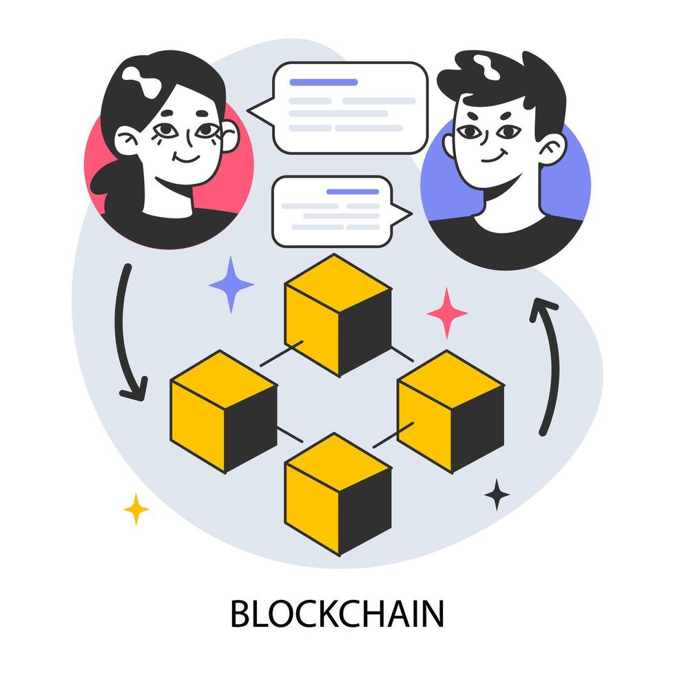 Blockchain. Cryptocurrency mining, financial transactions, user identification vector