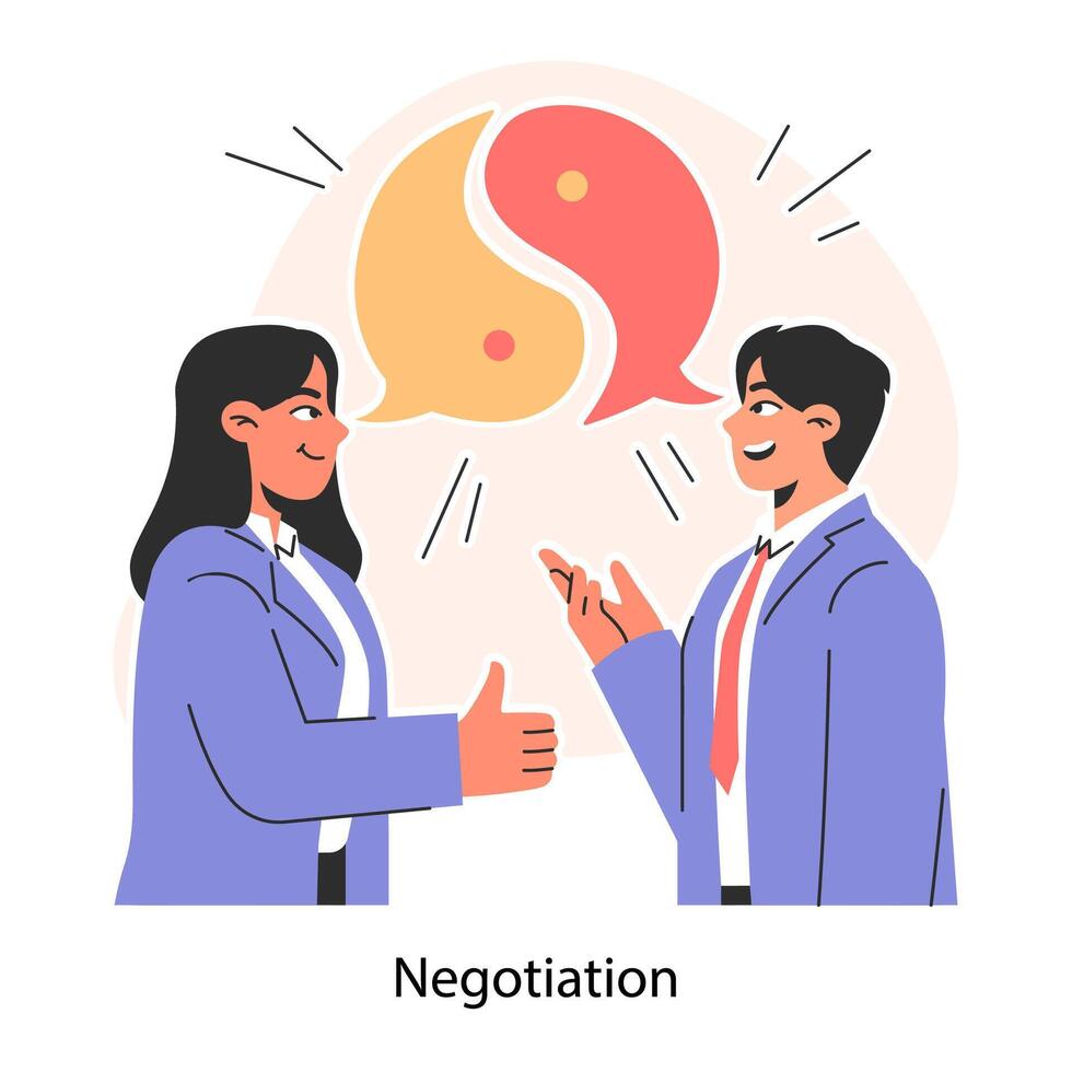 Business deal or agreement. Negotiation. Opinions, interests and points vector