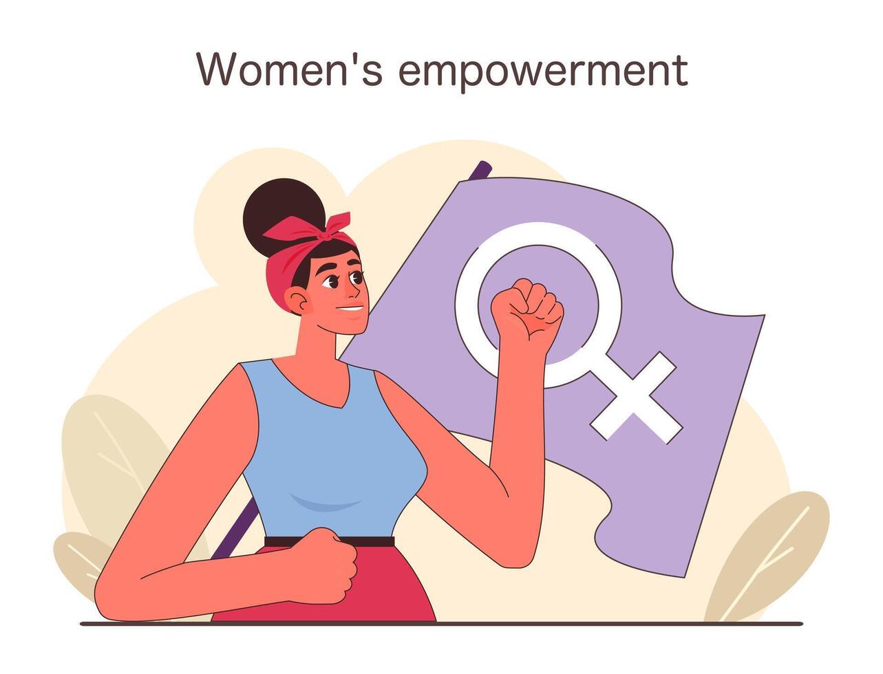 Confident woman with topknot showcasing female symbol vector