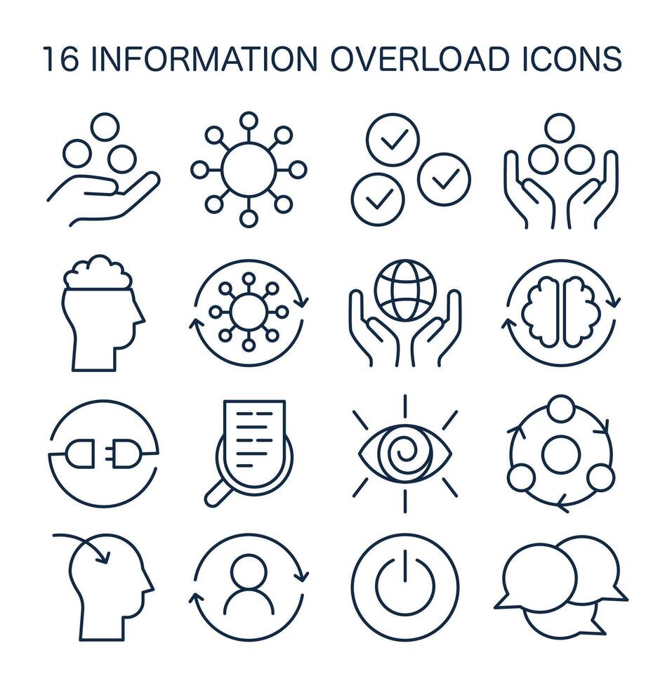 Information Overload Icons set. Flat vector illustration