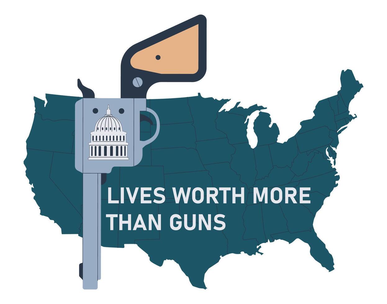 Gun control. Second amendment ban. Weapon regulations law movement vector