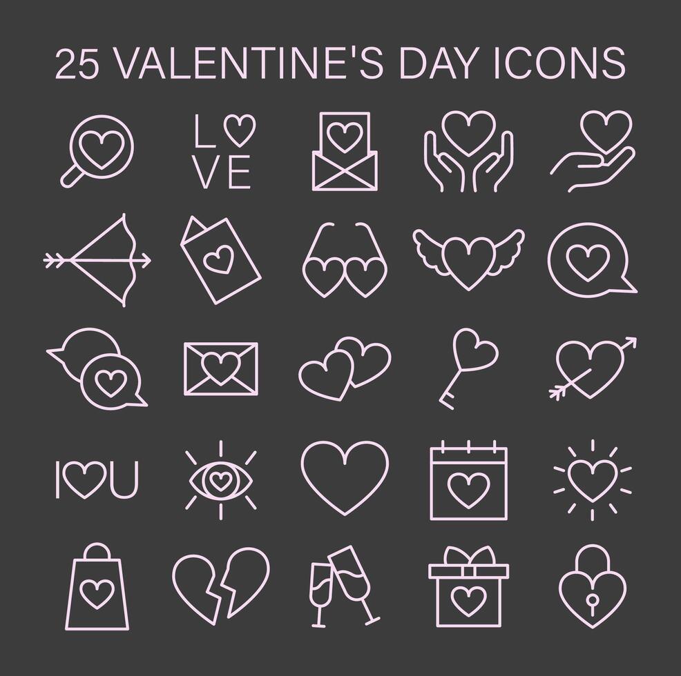 Valentine's Day icon set capturing essence of love with hearts vector