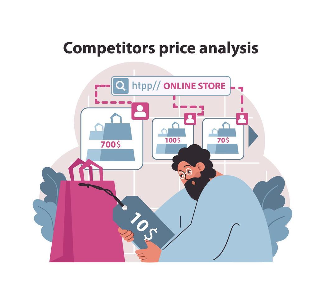 Competitors price analysis concept. vector