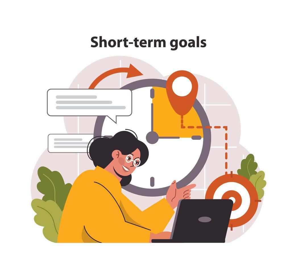 Short-term goals concept. Flat vector illustration
