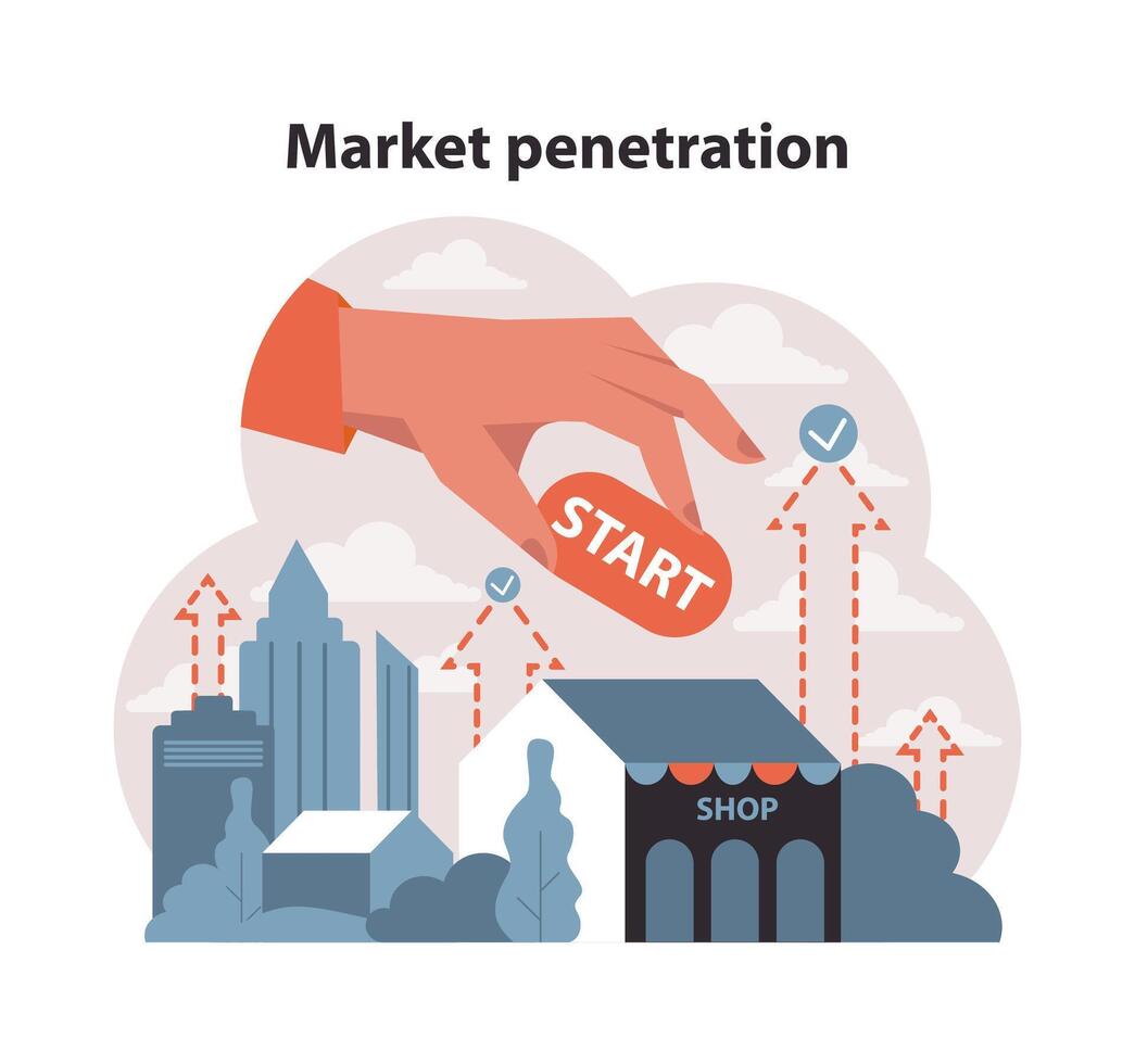 mercado penetración concepto. plano vector ilustración.