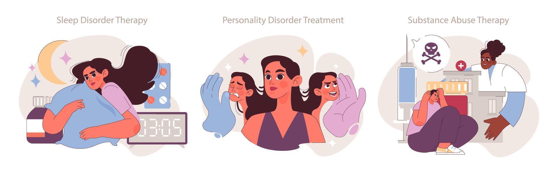 Psychotherapy interventions set. vector