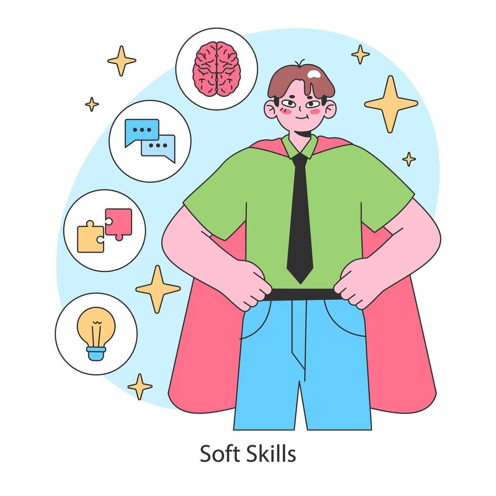 Soft skills. Professional business man multiple skills for career versatility. vector