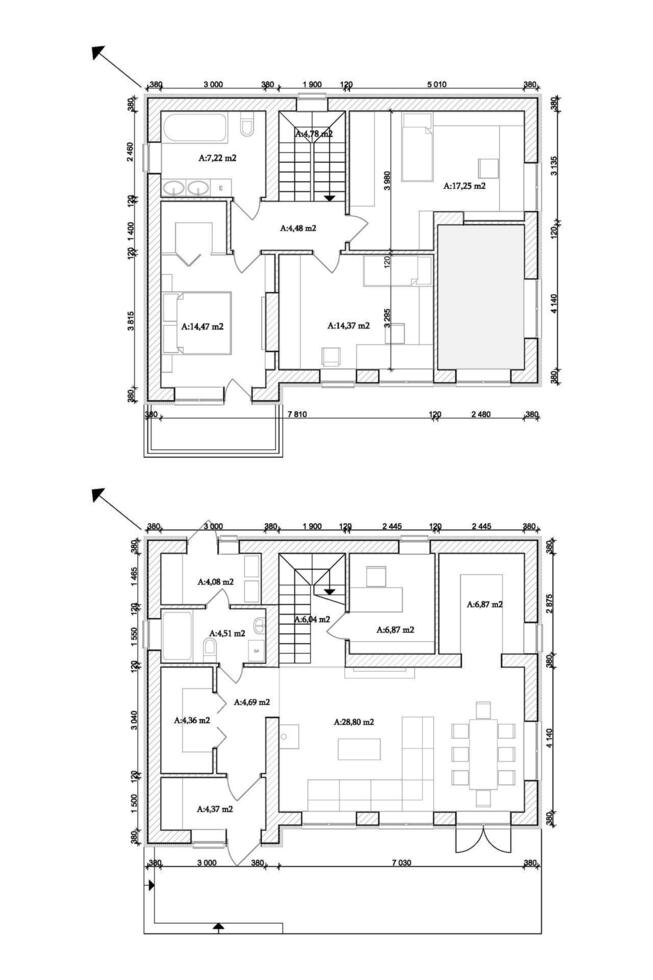 Detailed architectural private house floor plan, apartment layout, blueprint. Vector illustration