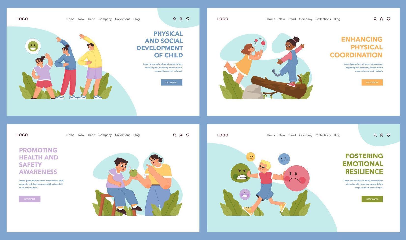 Child development set. Flat vector illustration