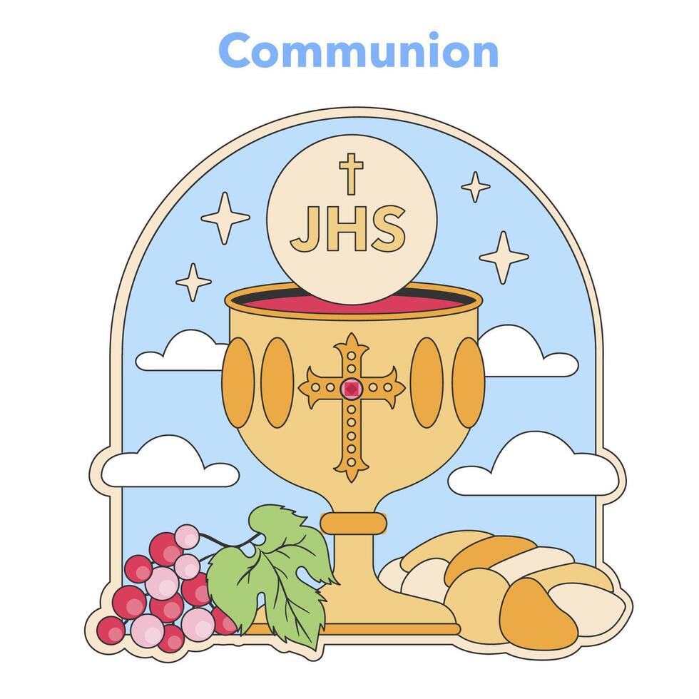 Communion sacrament illustration. . Flat vector illustration