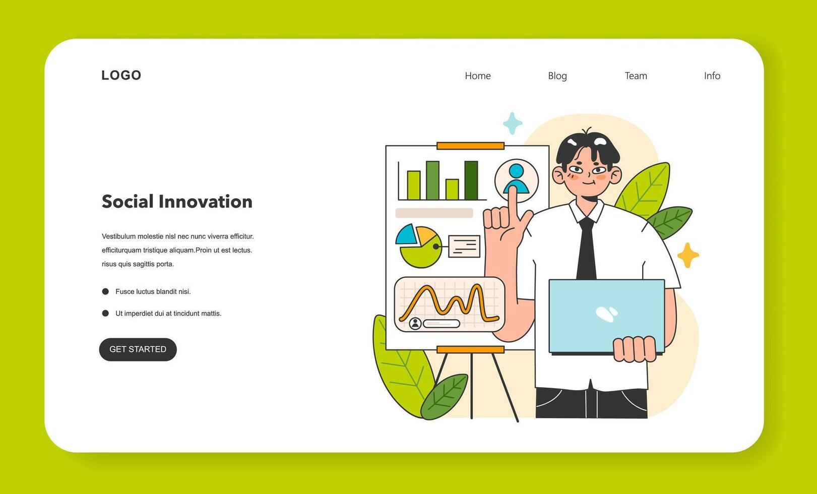 Social entrepreneurship web banner or landing page. Business vector