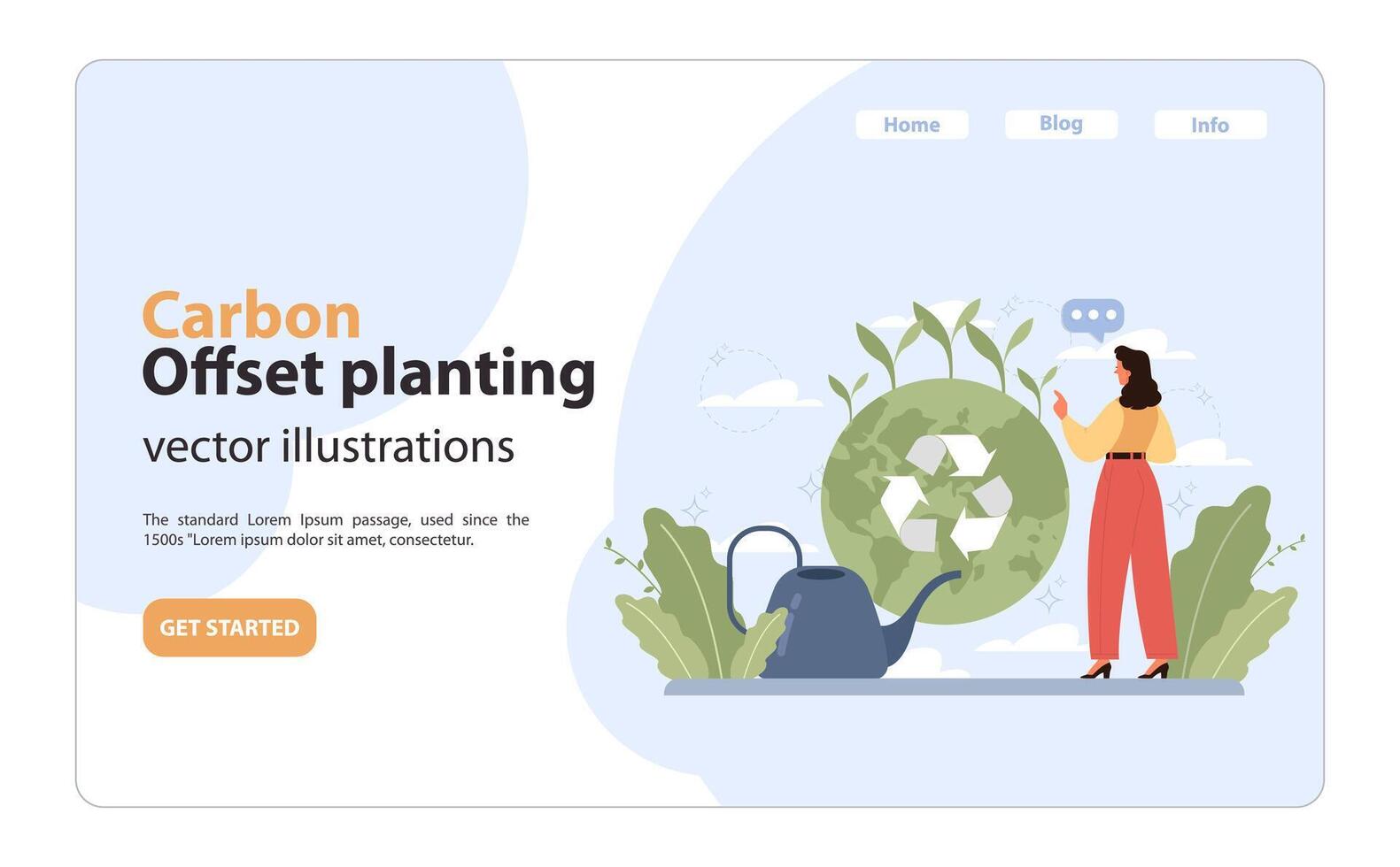 Carbon Offset Planting concept. Flat vector illustration